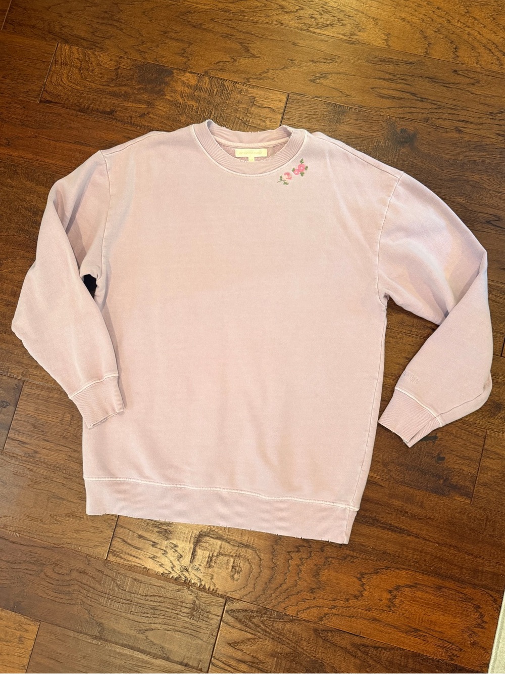 LoveShackFancy Women’s Lavender Sweatshirt With Rose Embroidery Sz XS/S